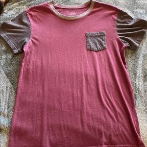 red and grey pocket tee